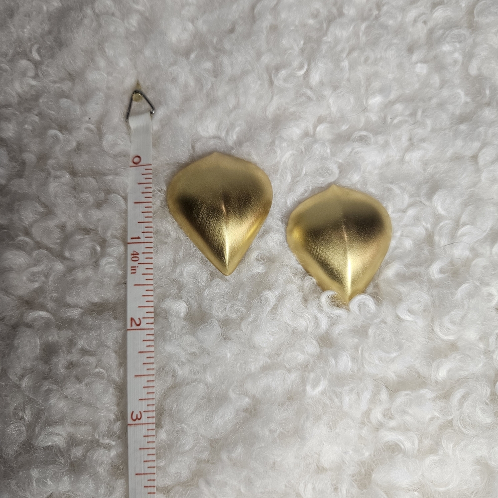Vintage New York Givenchy Gold Platesmooth Leaf Marked Clip-On Earrings